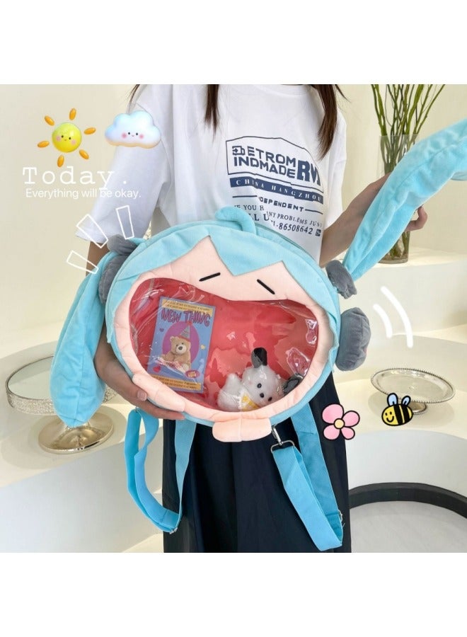 Kawaii Anime Hatsune Miku Cosplay Plush Backpack Ita Bag Women Bag Shool Student Men Velvet Shoulder Bag Girl Gift - Image 2